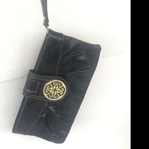 Solina Black Leather Wristlet Clutch Bag
